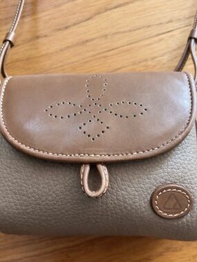 Original Liz Claiborne 90s Taupe and Brown Leather Mini Crossbody Bag